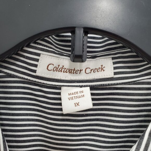 Coldwater Creek Woman's Gray & White Stripe Button Up Career Shirt Plus Size 1X - Picture 3 of 5